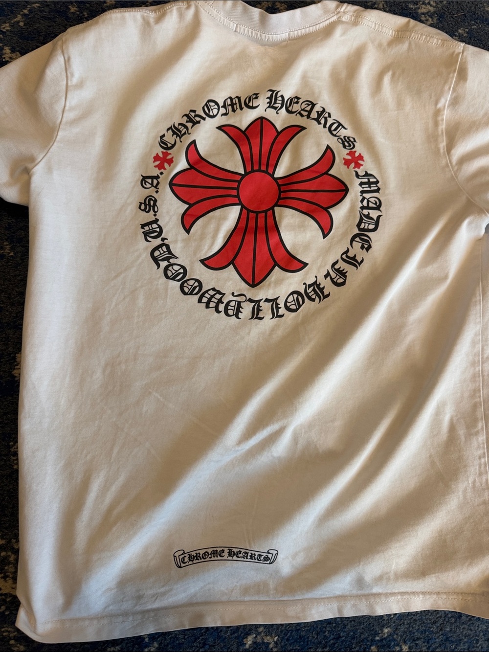 Chrome Hearts White Tee with Red Cross (used twice) fits like a medium